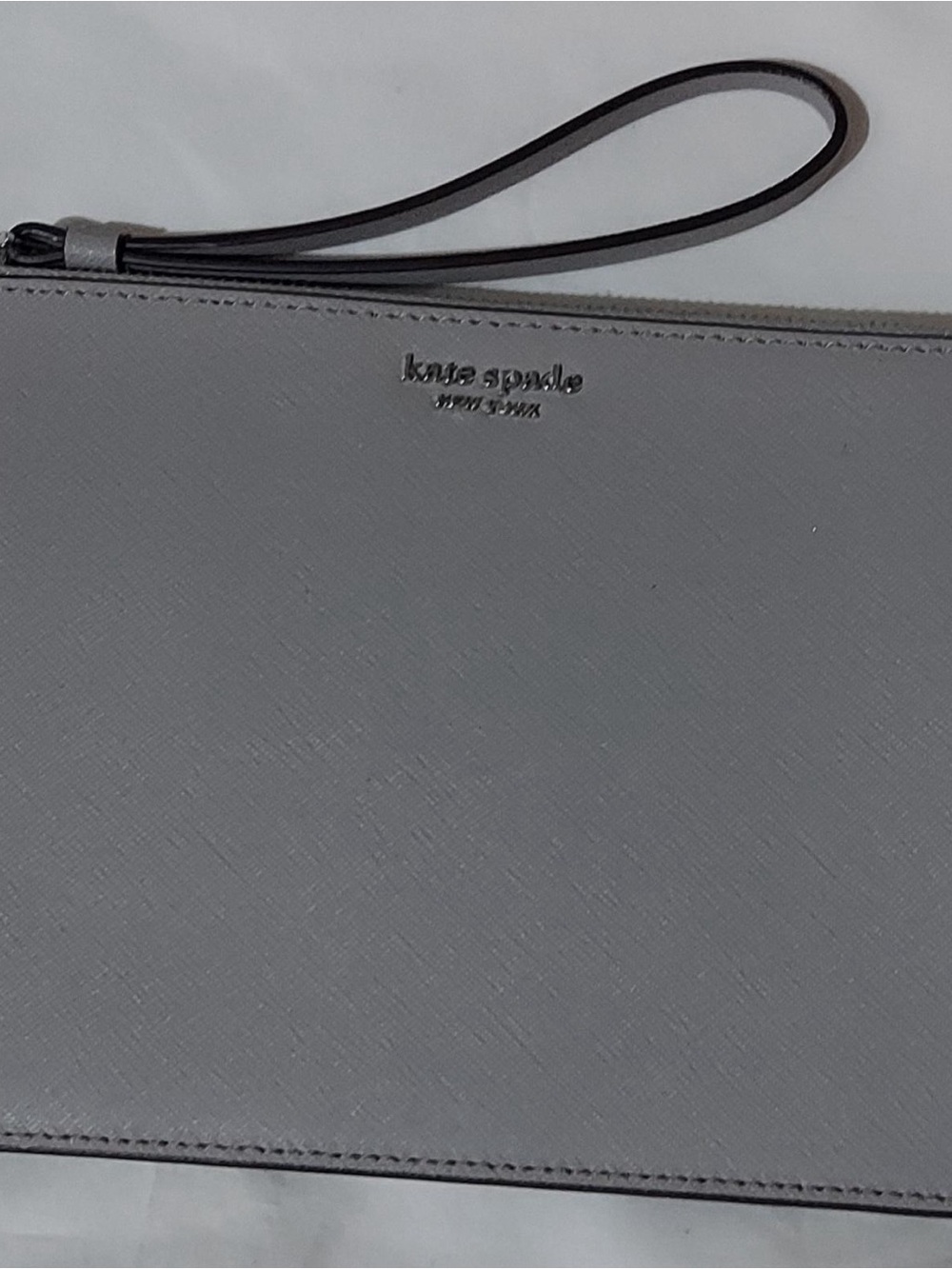 Like New Kate Spade Gray Leather Wristlet Clutch